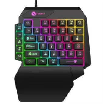 Teclado mini gaming de una mano con 35 teclas, USB, ultradelgado, con cable y retroiluminación, para portátil, PC de sobremesa y smartphone