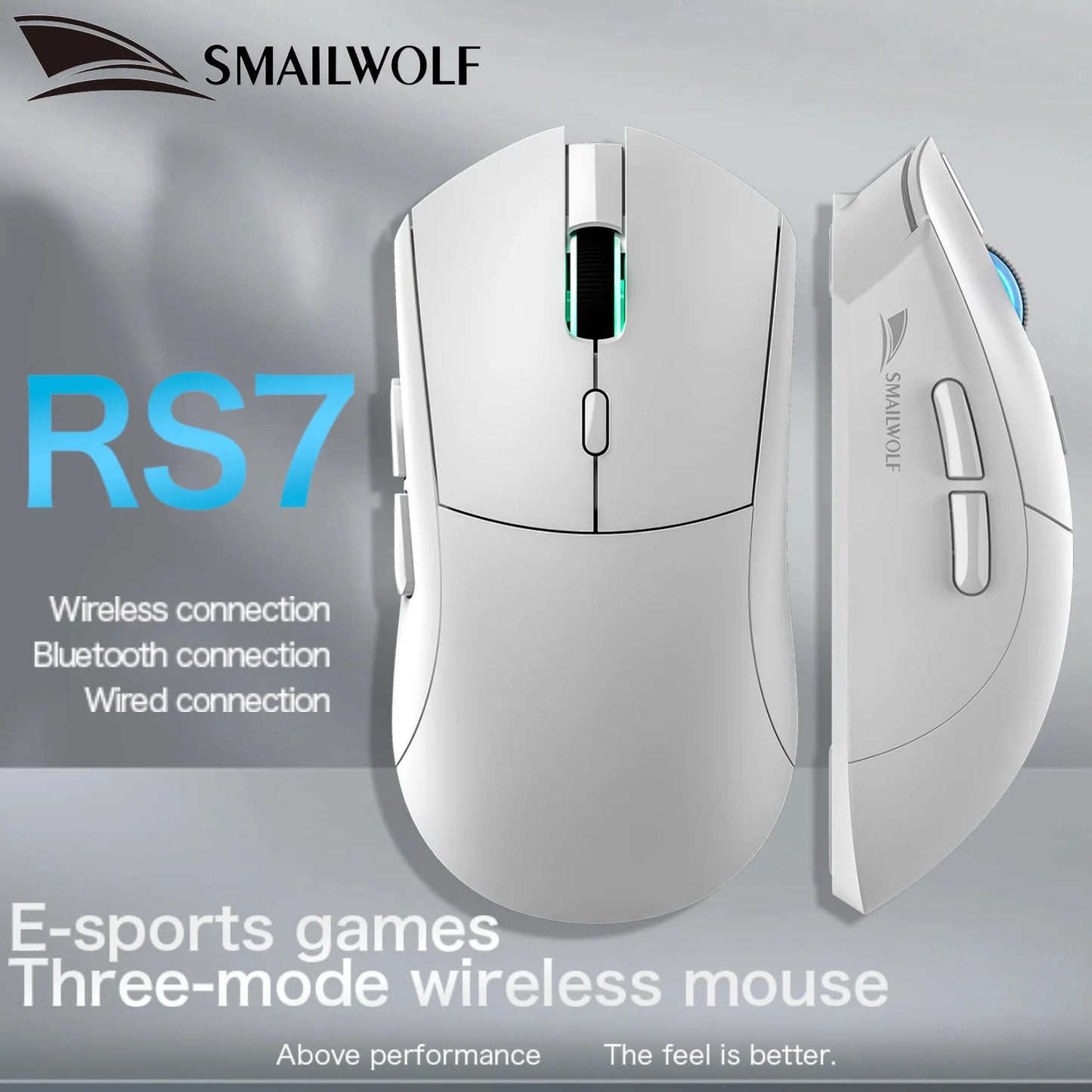 SMAILWOLF RS7 Bluetooth Wireless Gaming Mouse, PAW3311 Sensor, 20000 DPI Rechargeable Gaming Mouse with Macro Driver for PC, Laptop & Office