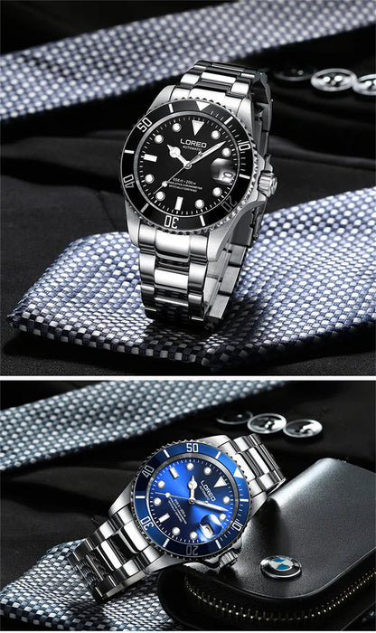 LOREO Original Men Business Watch 20ATM Waterproof Wristwatch Top Brand Casual Sport Seagull Automatic Mechanical Watch Men