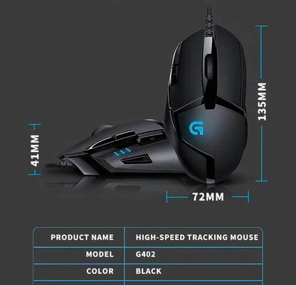 Logitech G402 Wired Gaming Mouse, 4000 DPI Gaming Mouse with 8 Programmable Buttons, 32-Bit ARM Processor, USB Optical Gaming Mouse for PC Gaming & Work