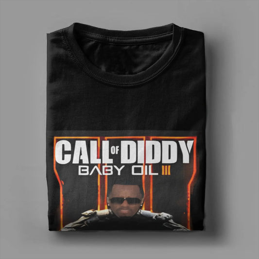 Мъжка тениска Call of Diddy Party Brainrot Sigma, хумористична, 100% памук, с къс ръкав, тениска с обло деколте, класически дрехи