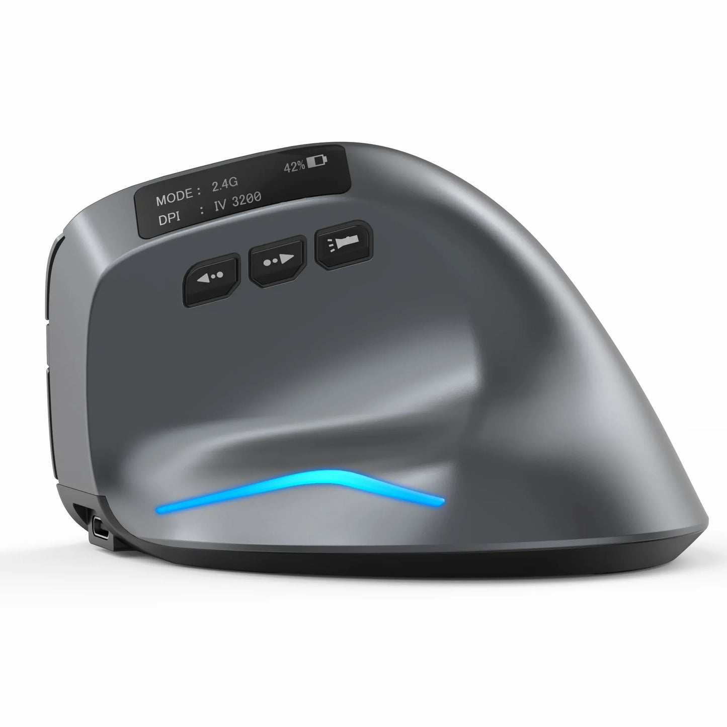 ZELOTES F-26C Vertical Wireless Bluetooth Mouse, Ergonomic Silent Rechargeable Mouse with LED Display, 3200 DPI Wireless Gaming Mouse for PC & Laptop