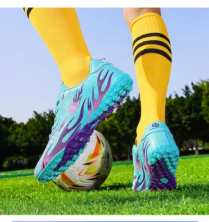 Chaussures de football professionnelles pour hommes, chaussures de sport pour jeunes, avec soutien de la cheville, crampons pour le football, chaussures de sport pour matchs en extérieur et entraînements, antidérapantes et