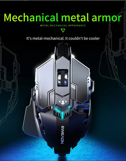 Mechanical Metal Gaming Mouse Wired Ergonomic RGB Gaming Mouse, 12800 DPI Optical USB Gaming Mouse with 7 Programmable Buttons for PC & Laptop