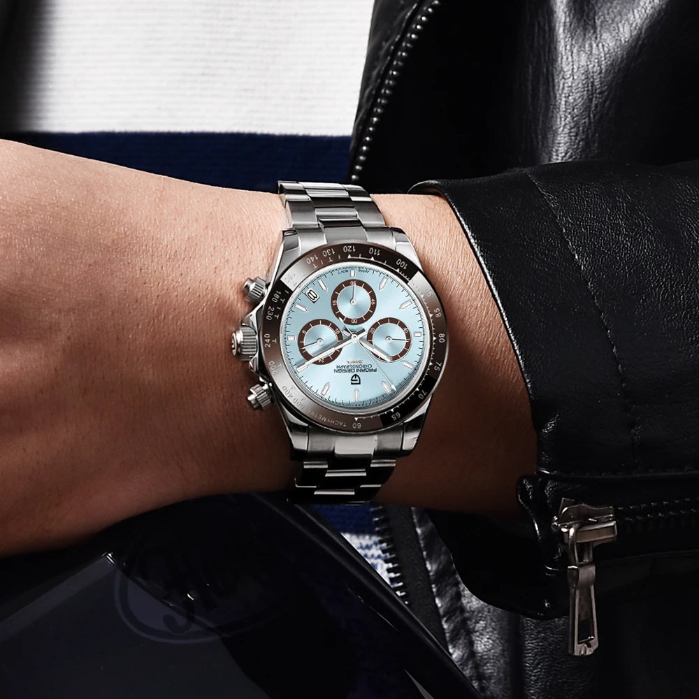 Zegarek męski PAGANI DESIGN – model z kolorowymi tarczami, luksusowy zegarek kwarcowy na rękę, chronograf wyposażony w mechanizm