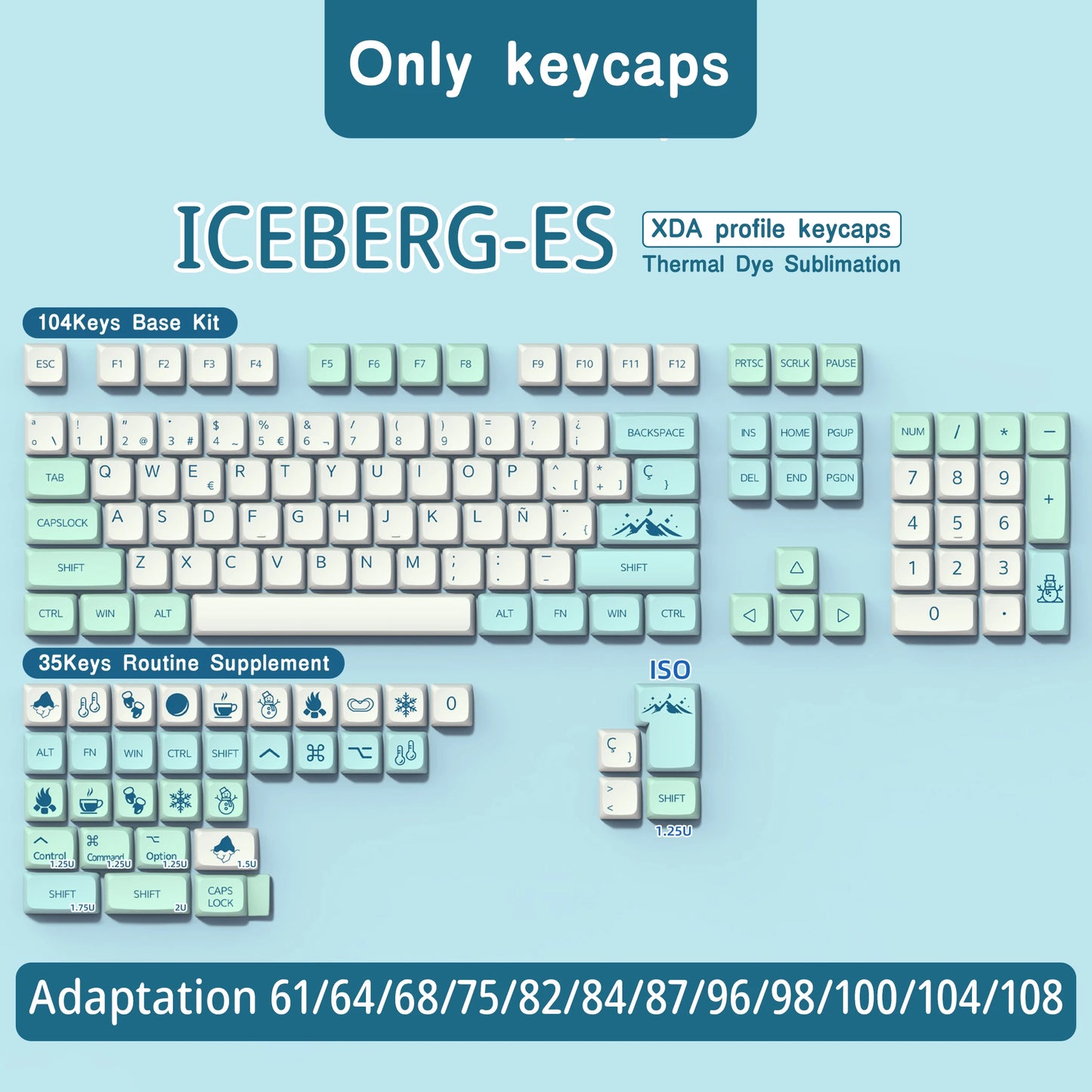 Spanish French Korean Brazilian Japanese Russian Iceberg XDA Profile keycaps ISO Enter PBT keycap For Mechanical Keyboard DIY
