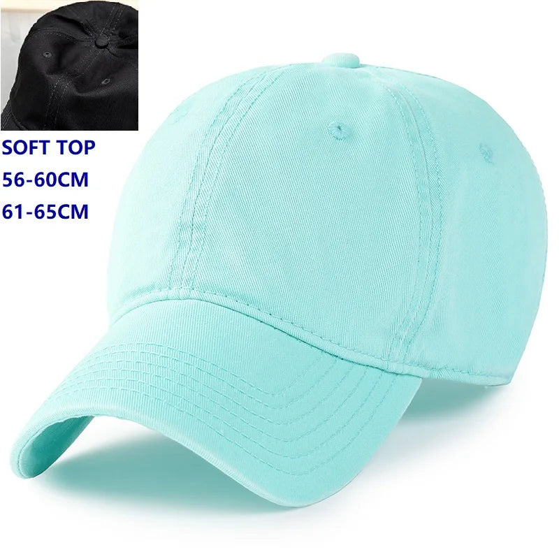 Men Women Oversize XXL 100% Cotton Baseball Cap,Large Baseball Hat for Big Heads 56-63cm(23.5"-25.5"),Adjustable Plain Dad Cap