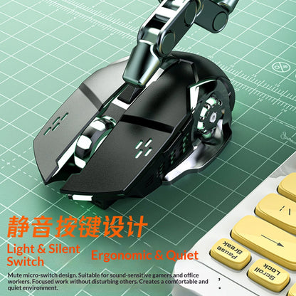 Wireless Mouse Silent Rechargeable Bluetooth Mouse, Type-C Dual Mode 2.4G Wireless Mouse, Ergonomic RGB Wireless Mouse for Laptop, PC, Office & Gaming