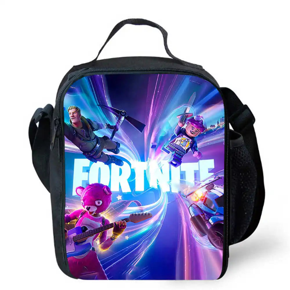 Sacos de Almoço para Crianças, Sacos de Piquenique Escolar Cartoon Fort-nite para Meninas e Meninos, Sacos de Almoço Térmicos para Crianças, Portáteis e Leves