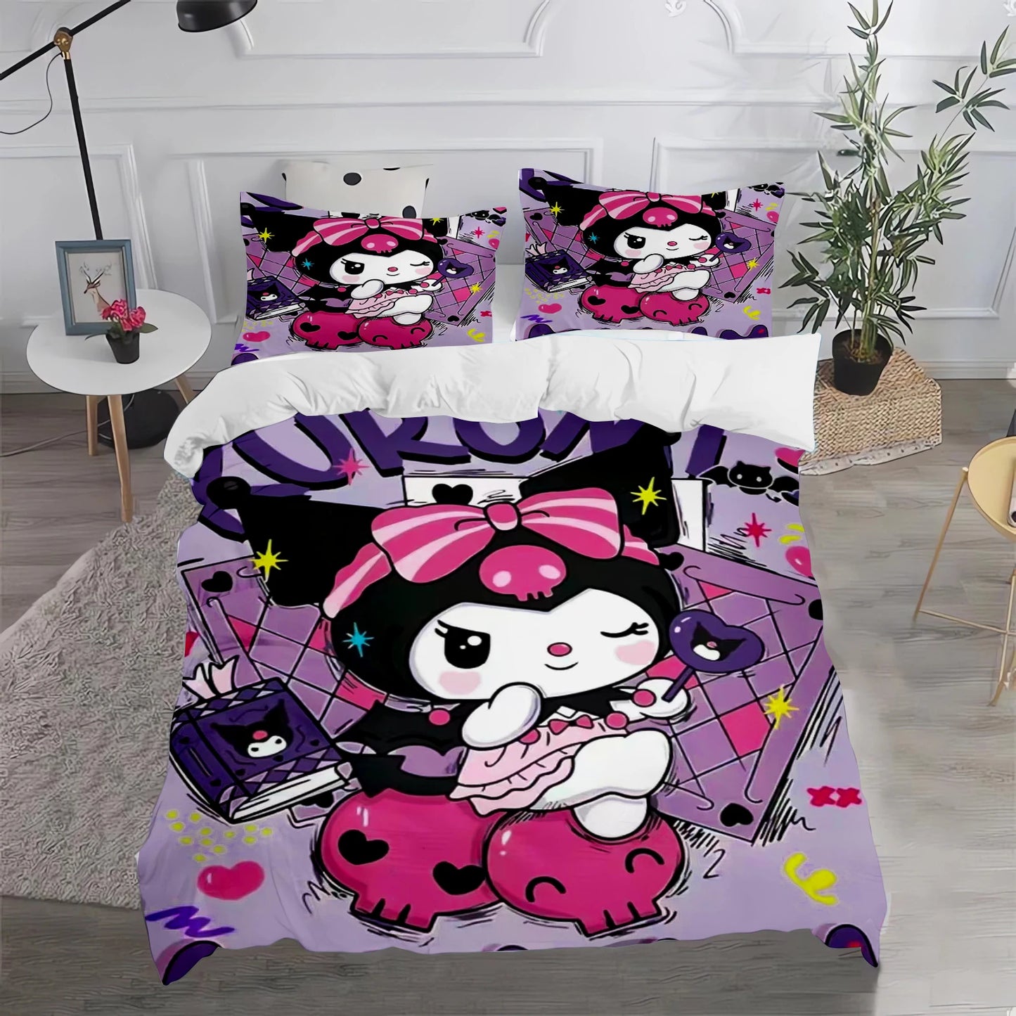 Kuromi Duvet Cover Cute Pillowcase Bedding Set Adult Boy Girl Bedroom Decoration Children Gift Single Double Large Size
