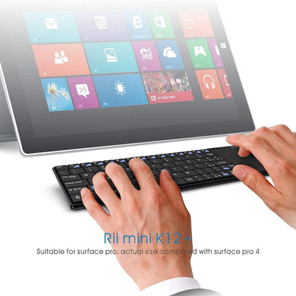 Russische, spanische, englische und französische kabellose Tastatur Rii K12+/i12+ Mini-Tastatur mit Touchpad-Maus für Android, Laptop, PC und TV-Box