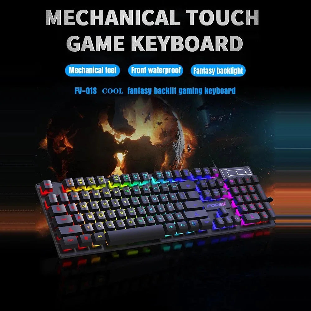 104 Keys USB Wired Keyboard RGB Mechanical Gaming Keyboard Ergonomic Esports Keyboard Computer Accessorie for Laptop Macbook