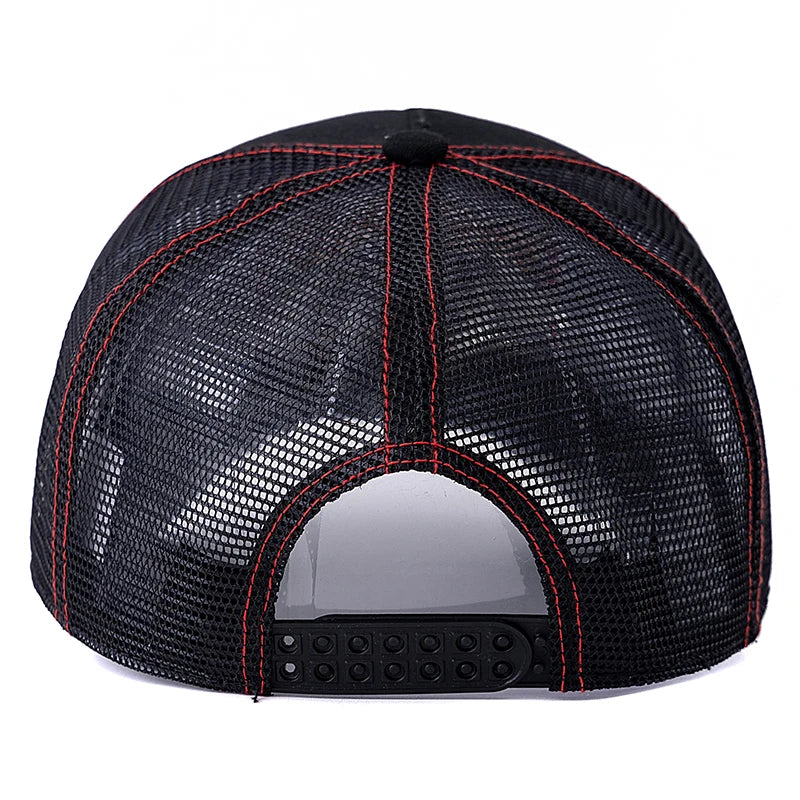 Hot Sale Unisex Mesh Trucker Hat Classic Motorcycle Pattern Breathable Summer Baseball Cap Streetwear Cap for Men Women