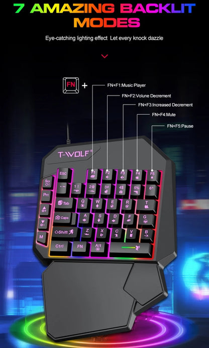 Kit Mobilador Gamer Gaming-Kit Tastatur Maus Mobile-Games-Konverter 3-in-1-Combo Einhand-Tastatur für PUBG Mobile Games TF900