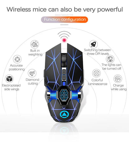 UTHAI A7 Rechargeable Wireless Bluetooth Mouse, Silent Ergonomic Wireless Mouse with RGB Light, 2.4GHz Gaming & Office Mouse