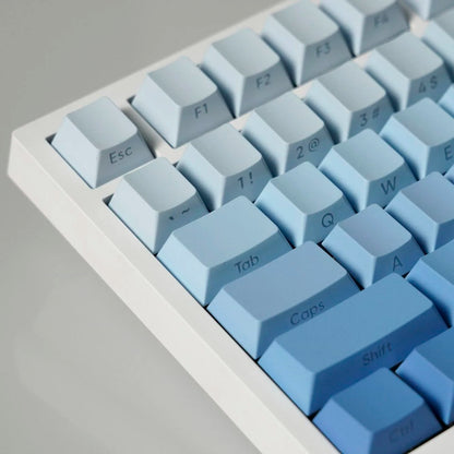 Side Print Keycaps 134 Key Cherry Profile White Blue Gradient PBT Keyboard Key Caps Gamer Mechanical keyboard AULA f75 Wooting