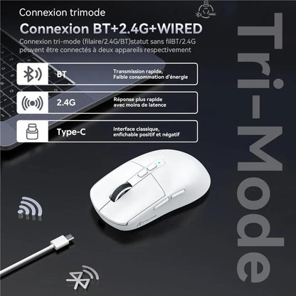 Attack Shark X6 Wireless Ergonomic Gaming Mouse, Tri-Mode Bluetooth, 2.4G & Wired Gaming Mouse, 26000 DPI Rechargeable RGB Gaming Mouse