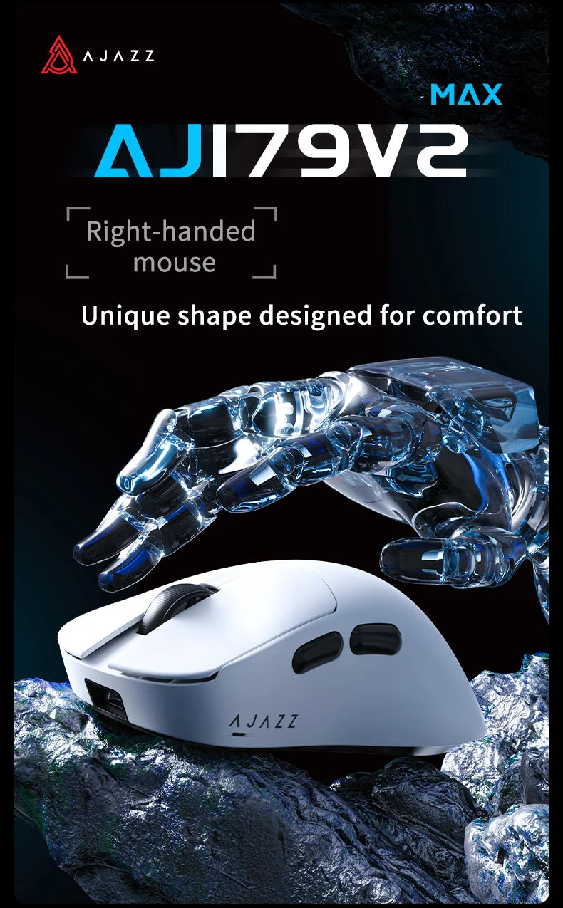 AJAZZ AJ179 V2 MAX tri-mode högerhänt mus, 56g lättviktsdesign, PAW3311-sensor, Huanuo Micro Switch, TelinkMicrochip