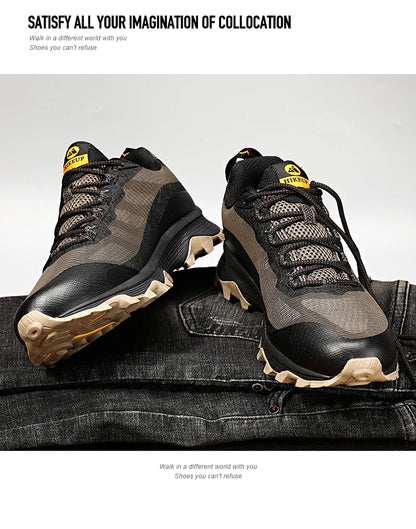 HIKEUP Chaussures de course en plein air pour hommes et femmes, antidérapantes, randonnée, camping, sports de trail, chaussures de sécurité pour hommes, confortables, baskets de trekking