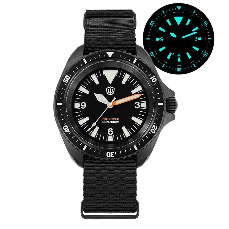 Watchdives WD1980 V3 Quartz Watch VH31 Sweep Movement Sapphire Vintage Watch 100m Waterproof Stainless Steel Luminous Mens Watch