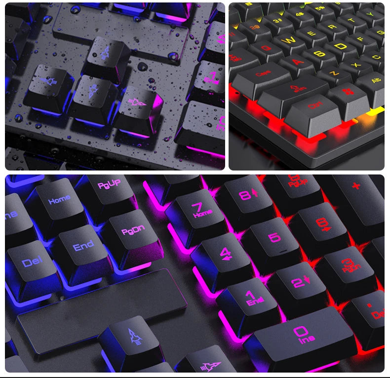 104Keys Wired Keyboard with RGB Backlit Breathing Light Gaming Ergonomic Keyboard And Mouse Set for Computer Laptop Gamer Office