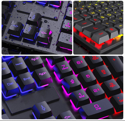 104Keys Wired Keyboard with RGB Backlit Breathing Light Gaming Ergonomic Keyboard And Mouse Set for Computer Laptop Gamer Office