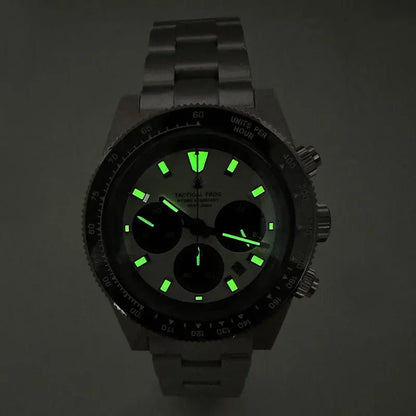 Tactical Frog Men's Business Diving Watch VS75B Quartz Chronograph 316L Steel Sapphire 200M Waterproof C3 Luminous Mens Watch