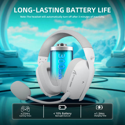 Auriculares gaming ATTACK SHARK L80PRO 3 en 1 – Auriculares Bluetooth inalámbricos de baja latencia con doble micrófono, sonido Hi-Fi de 40mm y conexión estable