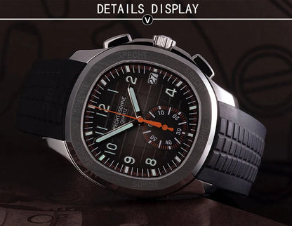 Specht & Söhne New Classic 5167 Men's Watch Orange Color Sapphire Crystal Rubber Srap Sports Male Quartz Watches 50M Waterproof