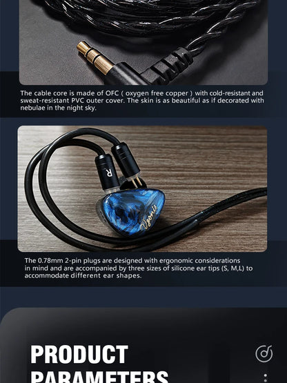VZONIS DDB-03 HiFi IEM Earphones 1DD+1BA+Bone Conduction Hybrid Driver Wired Gaming Earbuds High Resolution Audio Headphones
