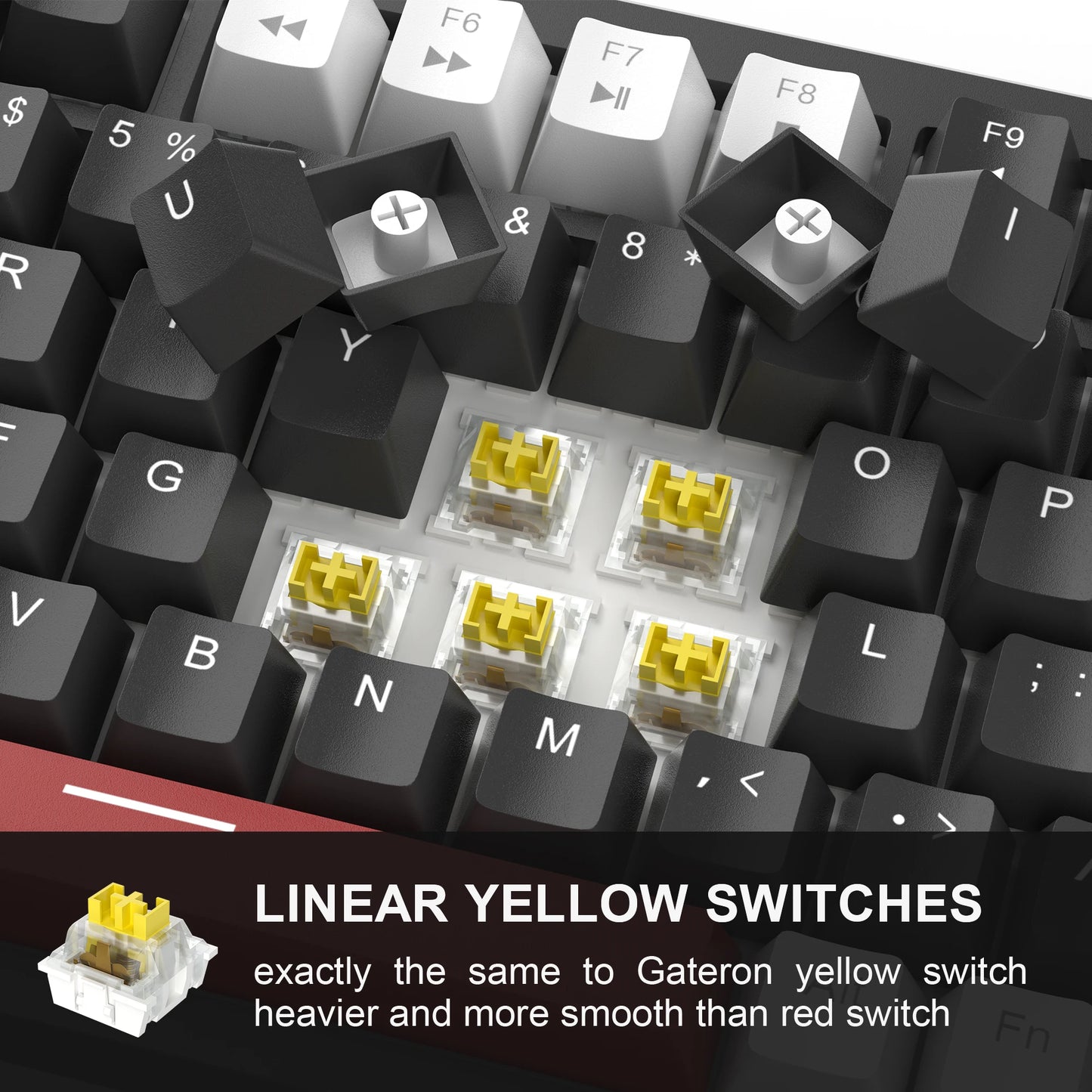 MageGee 75% Mechanical Gaming Keyboard with Knob Control, Wired Mechanical Gaming Keyboard with Blue Backlit, Red/Yellow Switch Gaming Keyboard for PC Windows