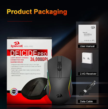 REDRAGON DEICIDE M816 PRO RGB USB Bluetooth-tuki 2.4G Langaton pelihiiri 26000 DPI 6 painiketta pelaajalle Langalliset hiiret tietokoneelle