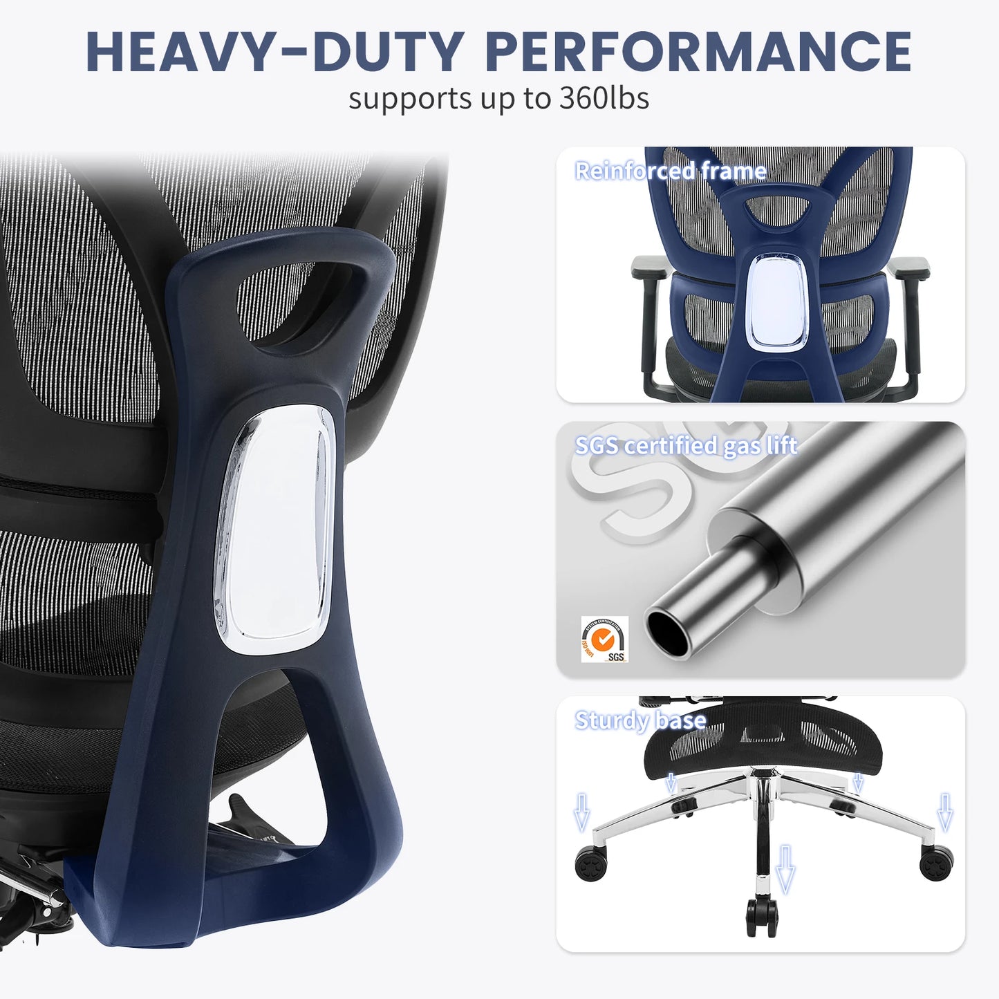 Ergonomic Office Chair, High Back Mesh Desk Chair w/Footrest, Dynamic Lumbar Support, Adjustable Headrest 90-125° Tilt Backrest