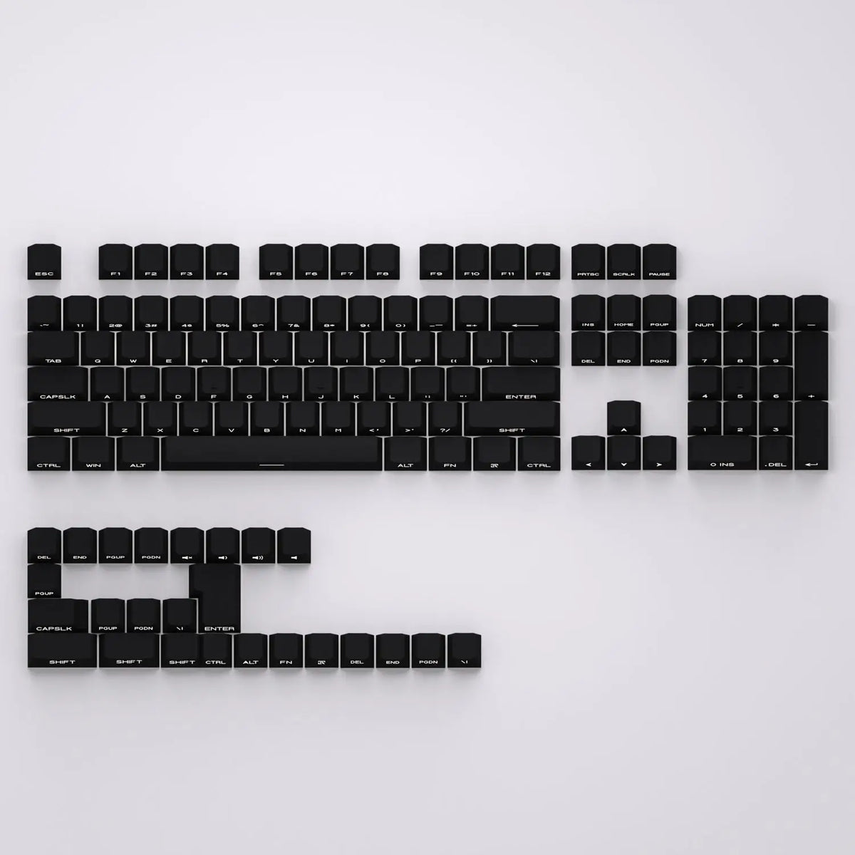 Black Side Engraved Translucent Keycap PBT 130 Key OEM Keyboard Keychain Compatible with 61/75/87/104/108 Mechanical Keyboards