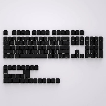 Black Side Engraved Translucent Keycap PBT 130 Key OEM Keyboard Keychain Compatible with 61/75/87/104/108 Mechanical Keyboards