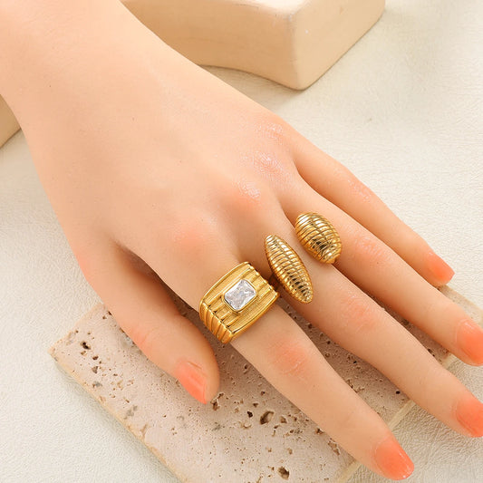 High End Waterproof Hollow Stainless Steel Finger Ring Trendy for Women Personalize Jewelry Wholesale