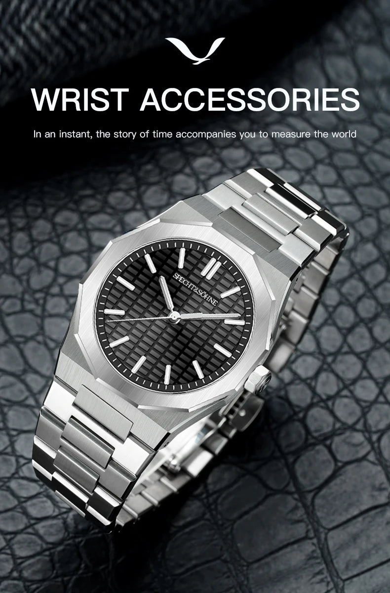 Novo relógio de pulso masculino Specht & Söhne 2026, raro e elegante, ultrafino, 38MM, em aço, cristal de safira, quartzo VH31