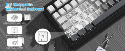 ATTACK SHARK X85 Tri-Mode-Gasket 75% mechanische Tastatur mit CNC-Drehknopf, 5-lagiger Dämpfung, Hot-Swap-Funktion, RGB-Hintergrundbeleuchtung, NKRO