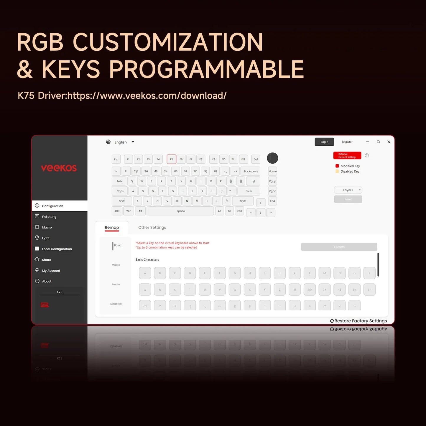 AKKO 5075 X Veekos K75 Gaming-Mechanische Tastatur 75% RGB 3/5-Pin Hot-Swap Kabelgebundene anpassbare Tastatur mit Drehregler und Gasket-Mount