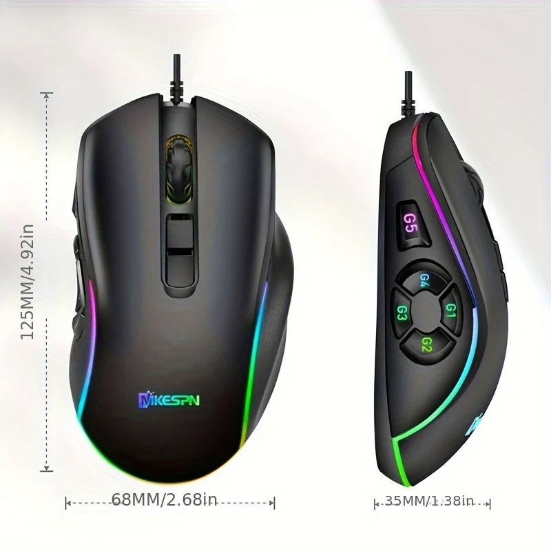 JOMAA X9 RGB Gaming Mouse, 10 Programmable Macro Wired Gaming Mouse, 12800 DPI RGB Wired Mouse for PC, Laptop, FPS, MOBA & Office
