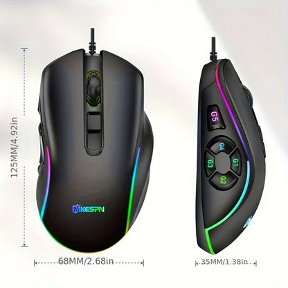 JOMAA X9 RGB Gaming Mouse, 10 Programmable Macro Wired Gaming Mouse, 12800 DPI RGB Wired Mouse for PC, Laptop, FPS, MOBA & Office