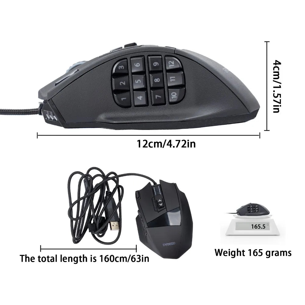E-YOOSO X-39 Programmable Gaming Mouse RGB Wired Mouse with 17 Buttons, Adjustable DPI, Removable Weights, Ergonomic Gaming Mouse for PC
