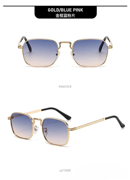 New Square Oval Metal Sunglasses Fashionable Retro Men Sunglasses Women Personalized Uv Resistant Eyeglass Luxury Design Uv400