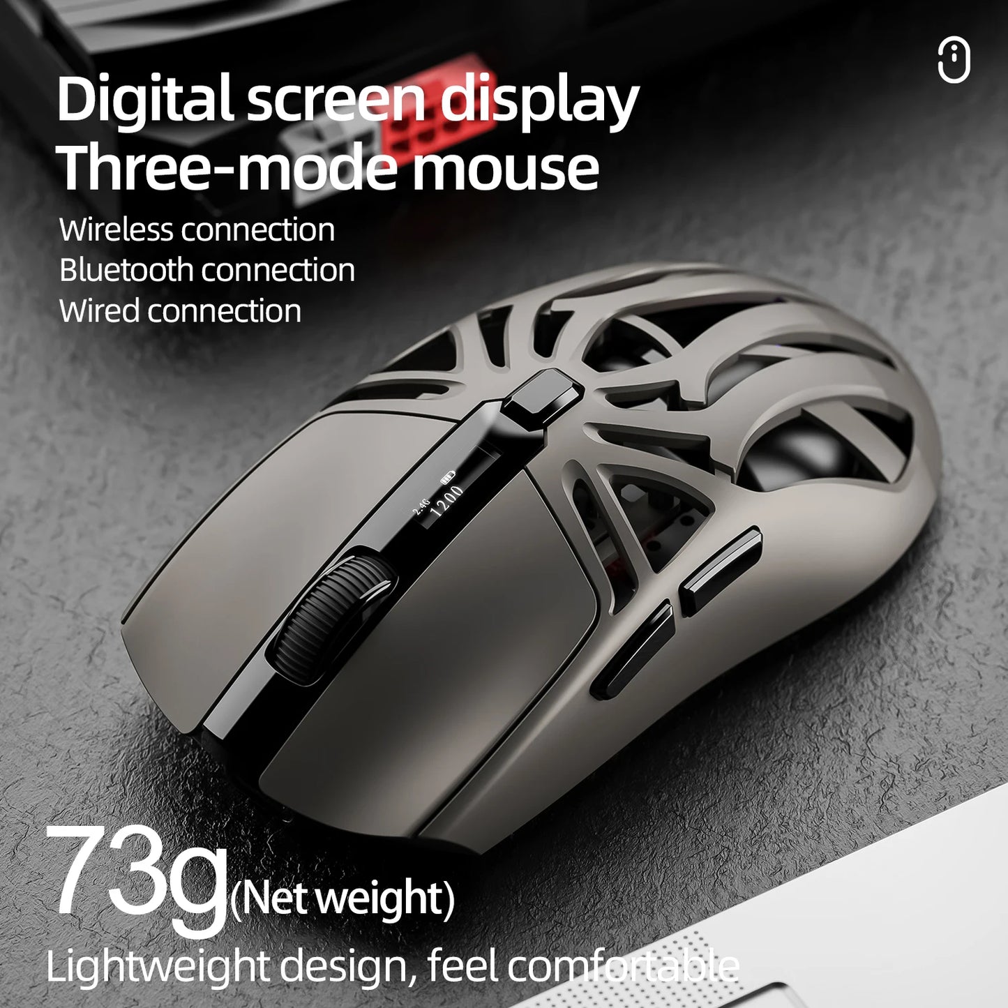 SMAILWOLF RS8 Gaming Mouse Bluetooth Wireless Tri-Mode Lightweight RGB Gaming Mouse with 11200 DPI, Rechargeable Ergonomic Gaming Mouse for PC, Laptop & Mobile
