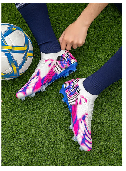 Chaussures de football pour homme, baskets de sport d'extérieur, crampons pour gazon, chaussures de football très vendues, antidérapantes pour garçons, de haute qualité, montantes, légères