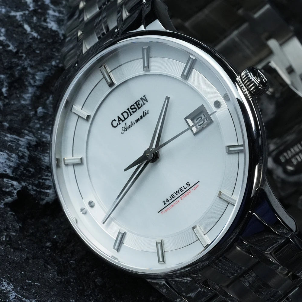 CADISEN Ultra-thin Mechanical Wriswatch Japan MIYOTA 9015 Top Brand Luxury Single-dome Sapphire Crystal  Automatic Watch Man