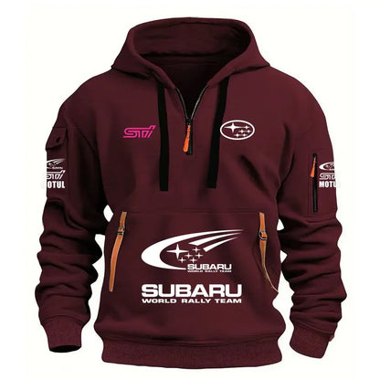 2026 New SUBARU Racing European Size Autumn/Winter Men's Hooded Kangaroo Pocket Hooded Sports Fleece Hoodie Top Coat, Produit gaming premium Fraquane