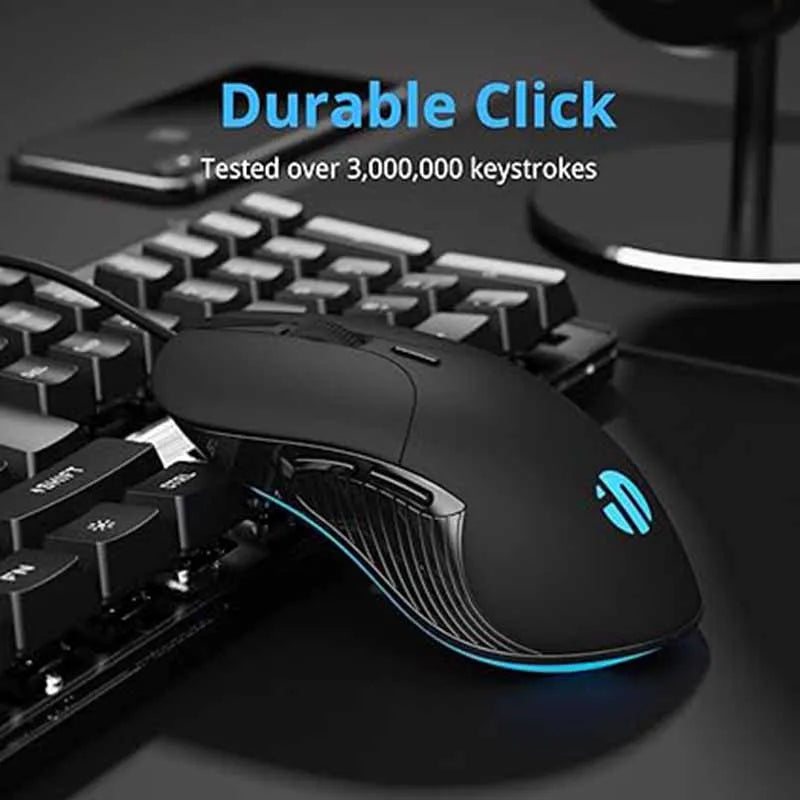 INPHIC B2 USB Wired Mouse 7200 DPI Gaming Mouse with 6 Programmable Buttons, Silent Click, Optical Tracking for PC & Laptop