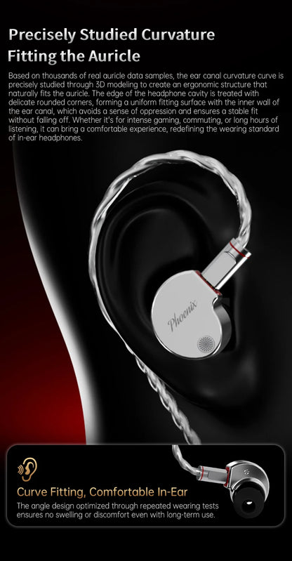 CCA Phoenix Wired Earphones Dynamic Drive LCP Diaphragm Music Headphone With Detachable Cable Noise Reduction Gaming Earphones