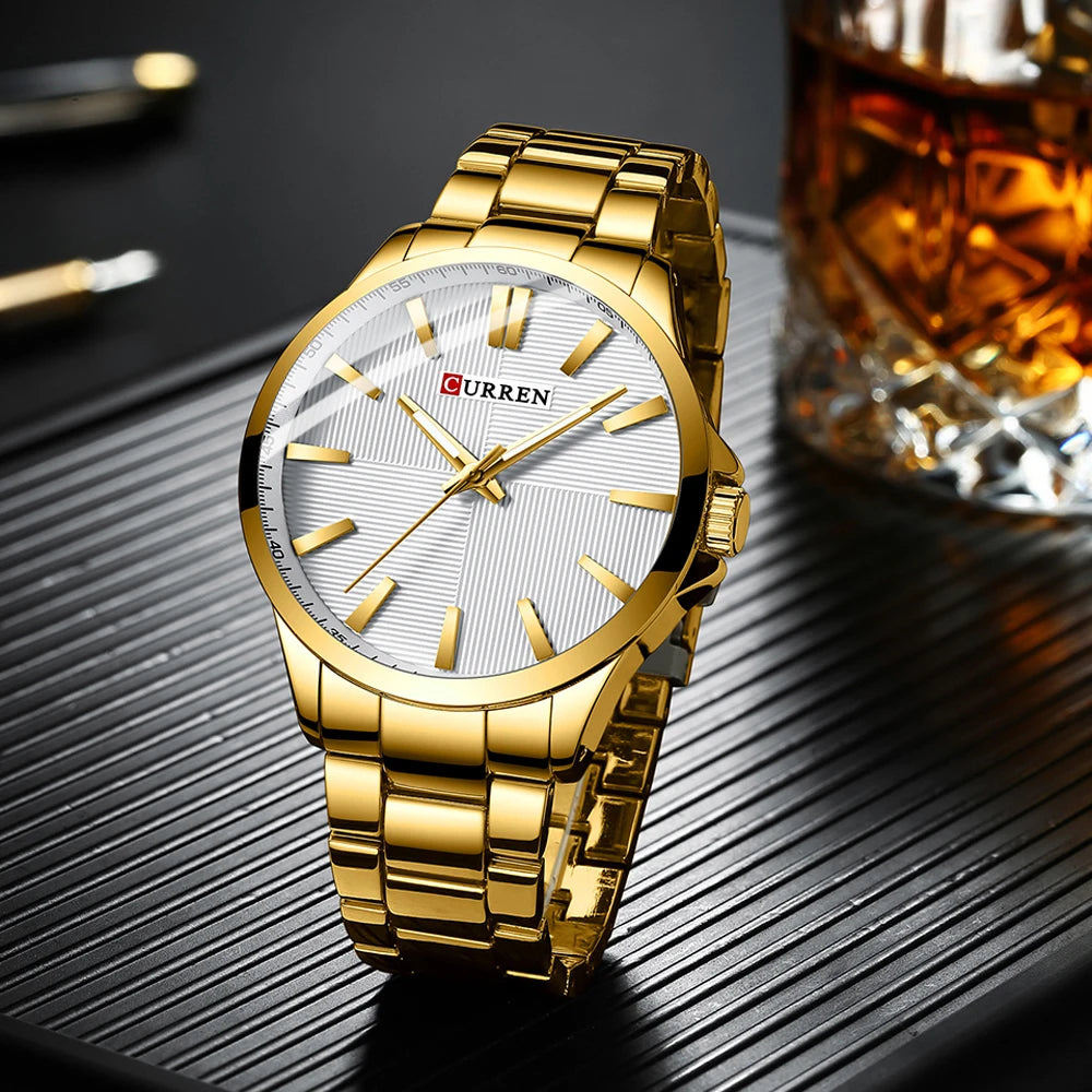 CURREN Men’s Watch – Luxury model, water-resistant, military style, stainless steel – Sports wristwatch (ref. 8322)